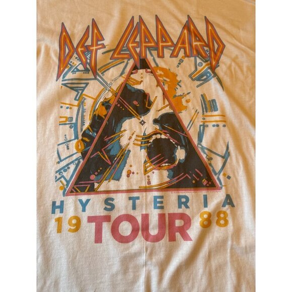 Def Leppard Hysteria 1988 Tour Shirt Jerzees Dri-Power L 100% Cotton White - Picture 2 of 6